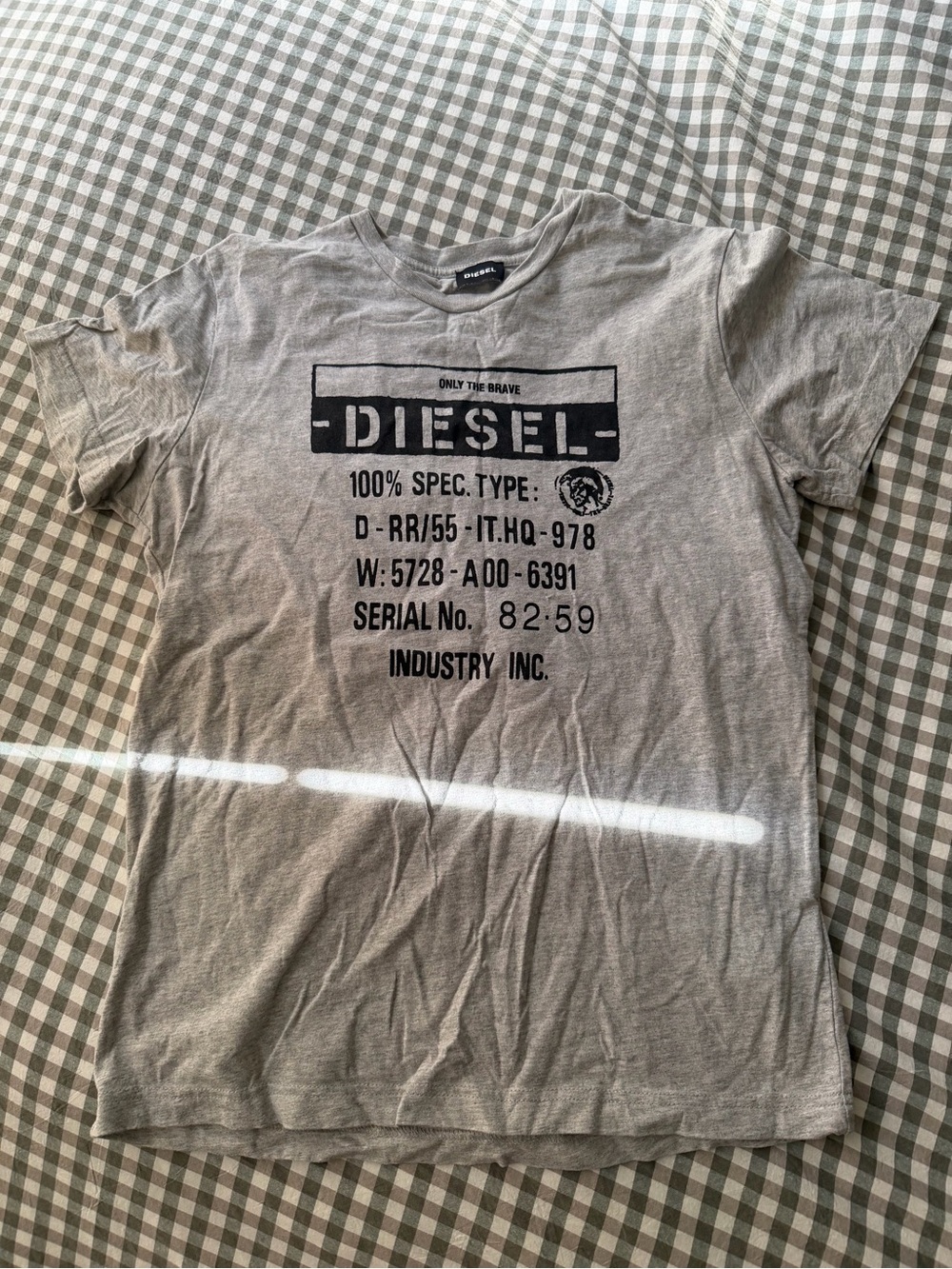 Diesel Gray Graphic Logo Crewneck T-Shirt
